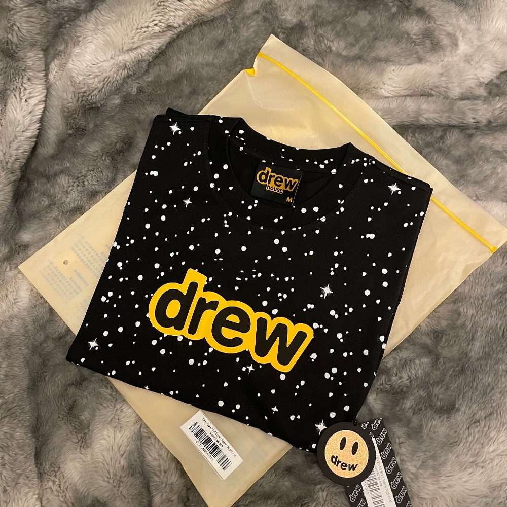SOLD OUT Drew House Secret SS T Shirt in BLACK “Starry Night” print. Size: M